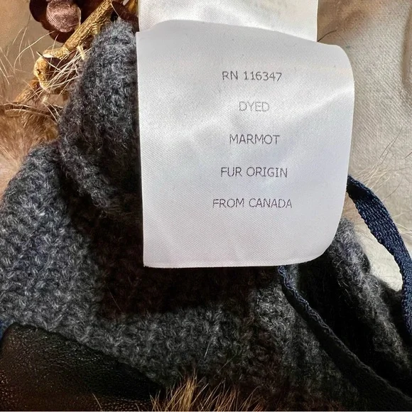 Moncler Wool, Cashmere, Marmot Fur Gloves Made in Italy Blue Grey NWT - Picture 8 of 14